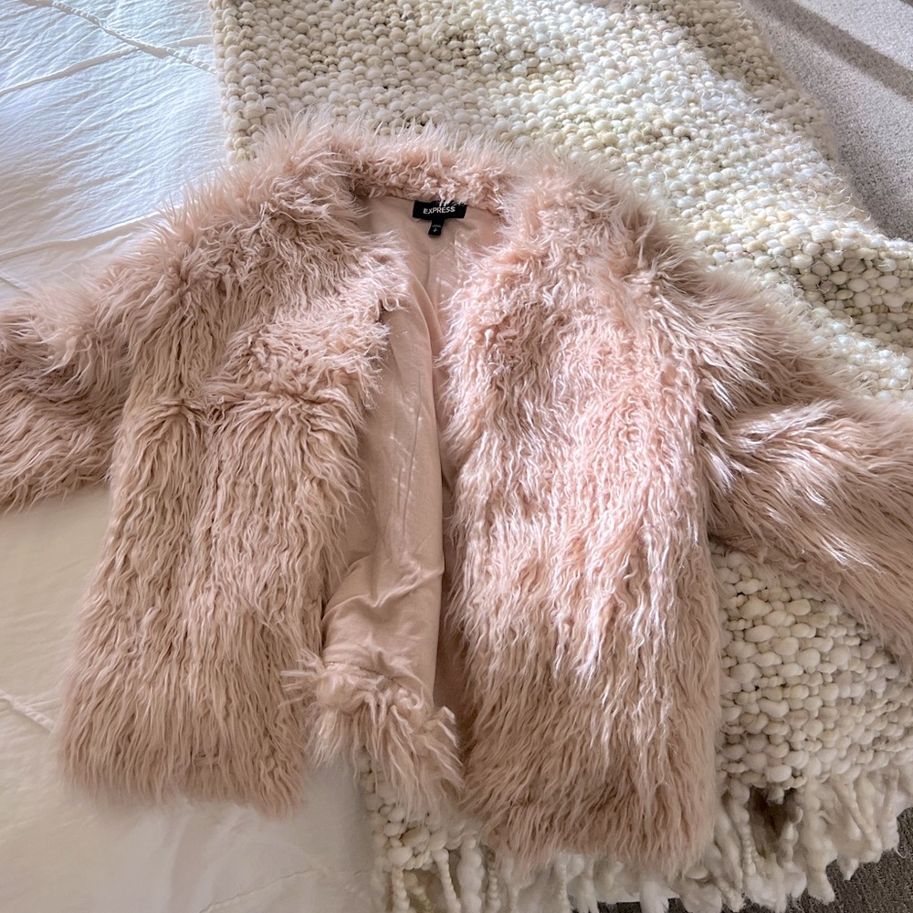 Blush pink warm, comfortable jacket from Express. Only worn once for a wedding